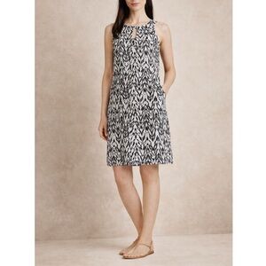 Aventura Layton Jersey Keyhole Dress Gray Black Print Sleeveless Pockets Size S